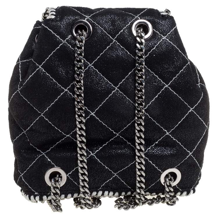 Pre Owned Stella McCartney Black Faux Leather Mini Falabella Backpack
