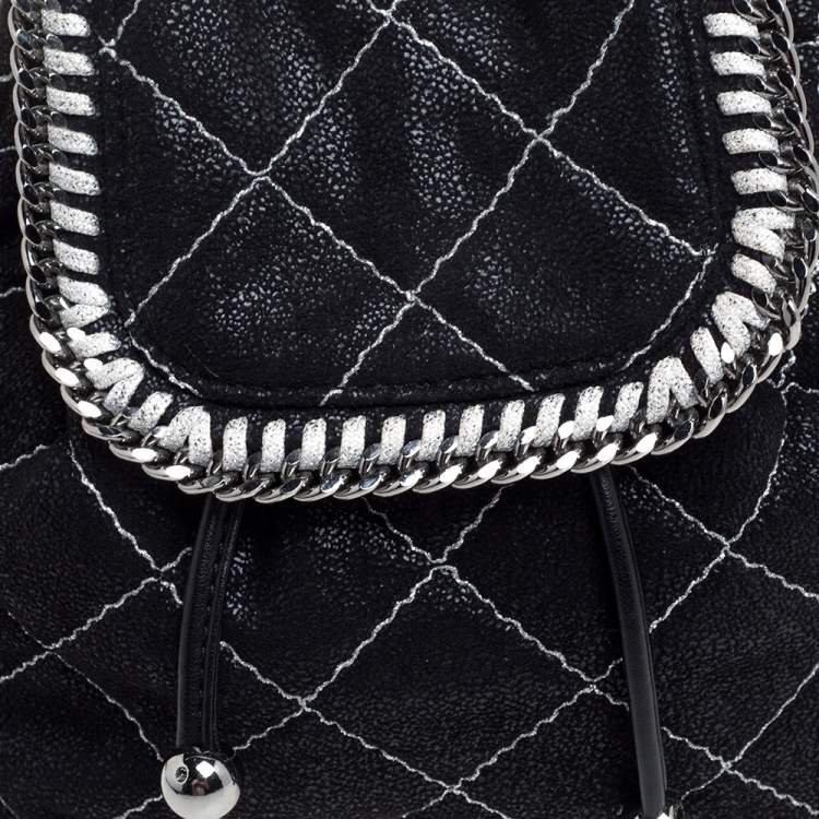 Pre Owned Stella McCartney Black Faux Leather Mini Falabella Backpack