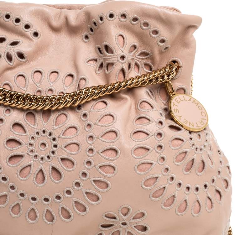 Pre Owned Stella McCartney Peach Faux Leather Laser Cut Norma Shoulder Bag