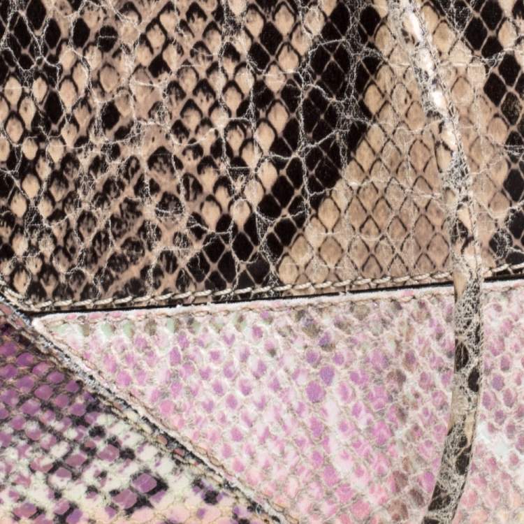 Pre Owned Stella McCartney Beige Python and Lizard Effect Faux Leather Crossbody Bag