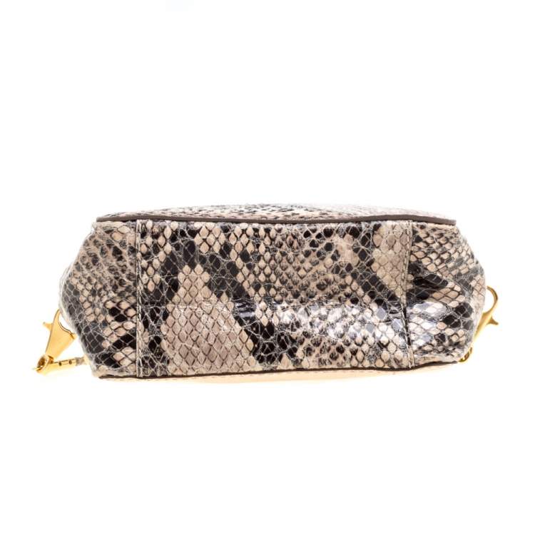 Pre Owned Stella McCartney Beige Python and Lizard Effect Faux Leather Crossbody Bag