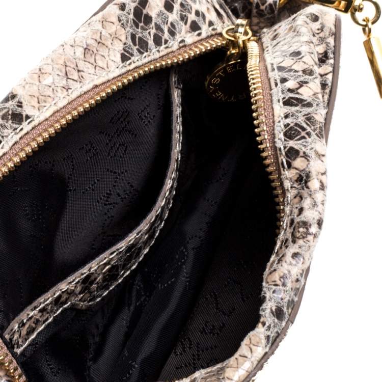 Pre Owned Stella McCartney Beige Python and Lizard Effect Faux Leather Crossbody Bag