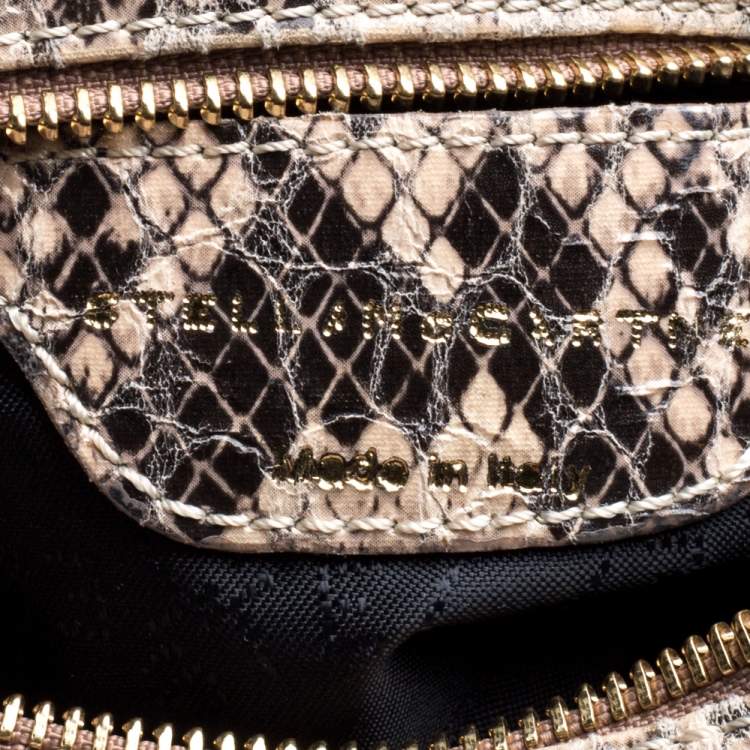 Pre Owned Stella McCartney Beige Python and Lizard Effect Faux Leather Crossbody Bag