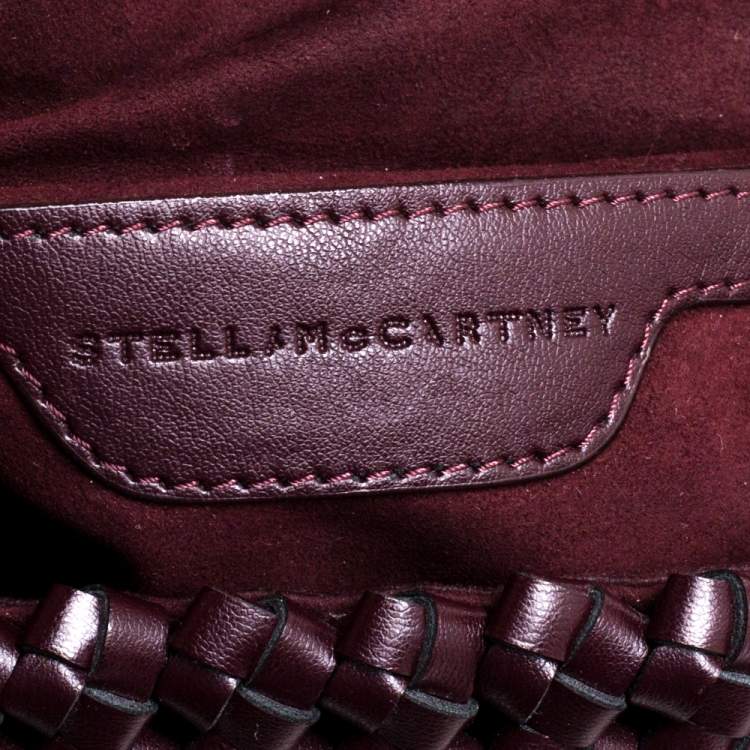 Pre Owned Stella McCartney Dark Burgundy Woven Faux Leather Mini Brandy Becks Top Handle Bag