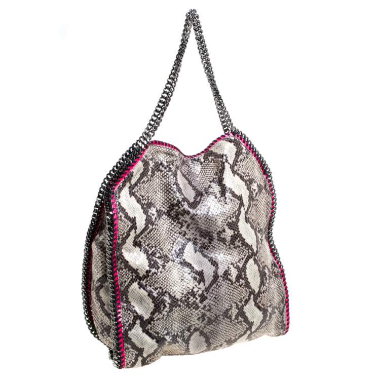 Pre Owned Stella McCartney Monochrome Python Effect Faux Leather Large Falabella Tote