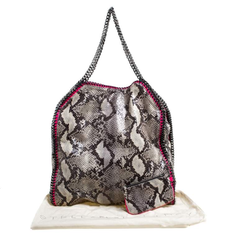 Pre Owned Stella McCartney Monochrome Python Effect Faux Leather Large Falabella Tote