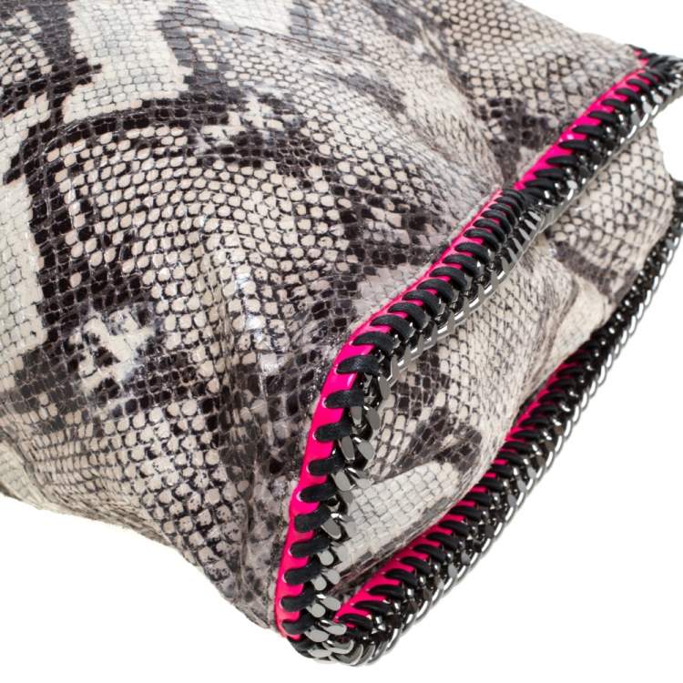 Pre Owned Stella McCartney Monochrome Python Effect Faux Leather Large Falabella Tote