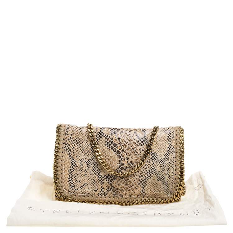 Pre Owned Stella McCartney Beige Snakeskin Effect Falabella Crossbody Bag