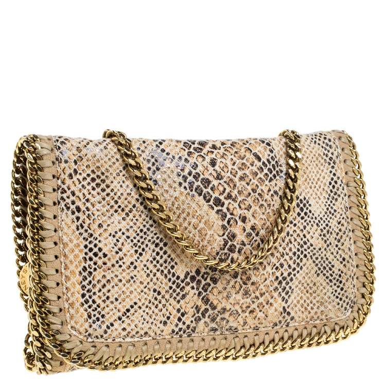 Pre Owned Stella McCartney Beige Snakeskin Effect Falabella Crossbody Bag