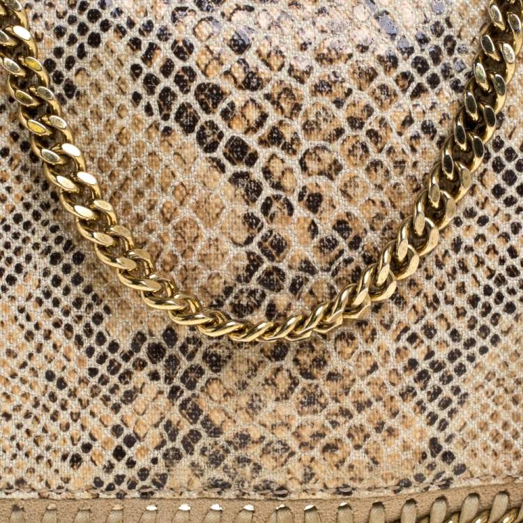 Pre Owned Stella McCartney Beige Snakeskin Effect Falabella Crossbody Bag