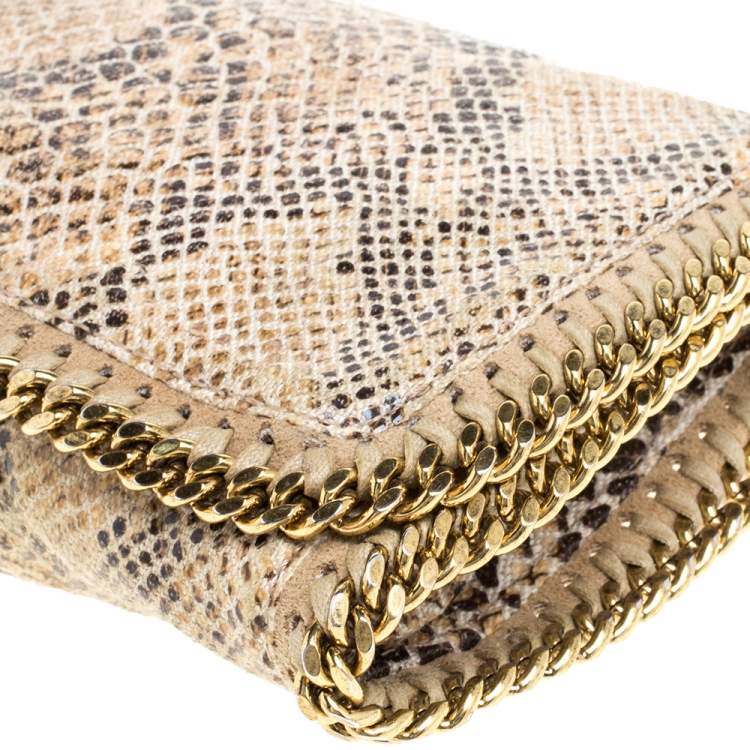 Pre Owned Stella McCartney Beige Snakeskin Effect Falabella Crossbody Bag