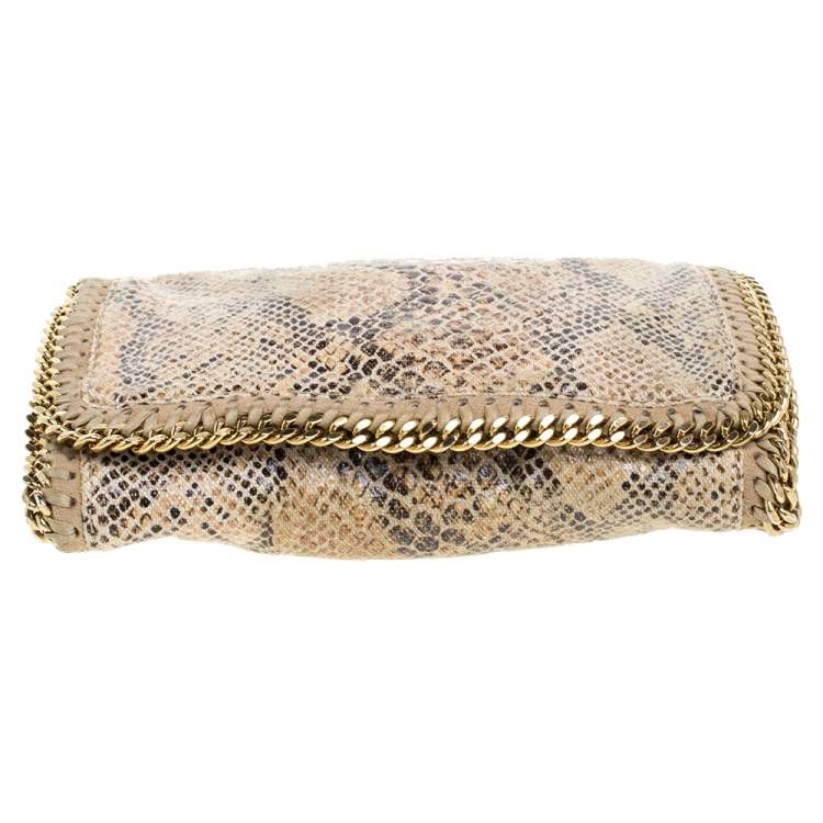 Pre Owned Stella McCartney Beige Snakeskin Effect Falabella Crossbody Bag