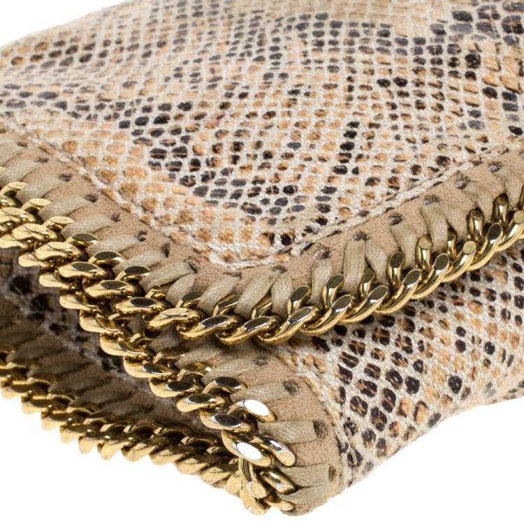 Pre Owned Stella McCartney Beige Snakeskin Effect Falabella Crossbody Bag
