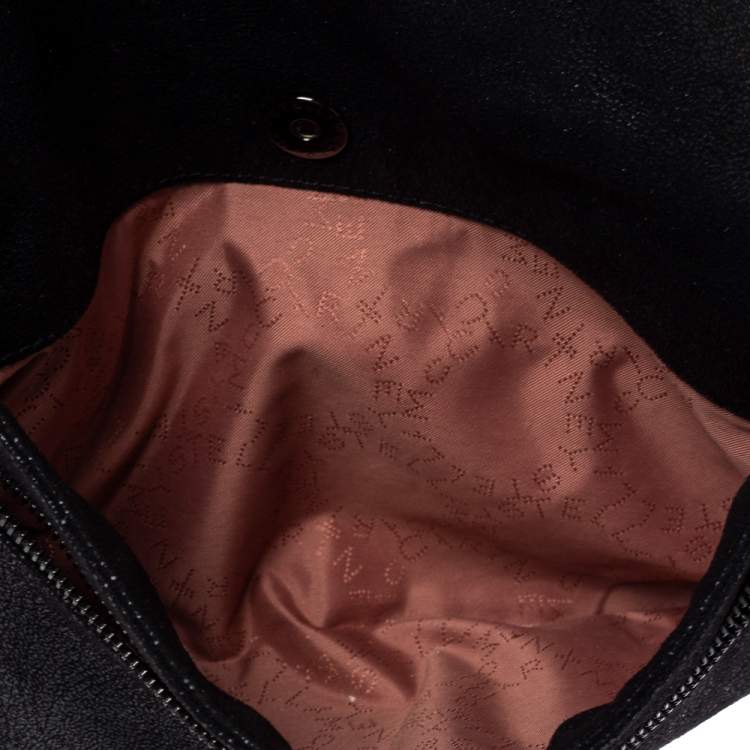 Pre Owned Stella McCartney Black Faux Leather Falabella Zip Detail Clutch