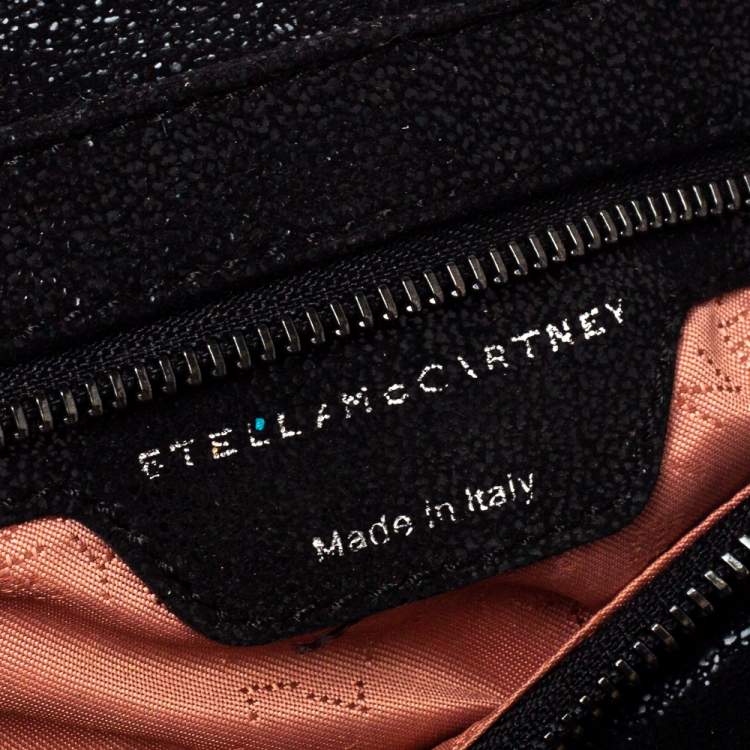 Pre Owned Stella McCartney Black Faux Leather Falabella Zip Detail Clutch