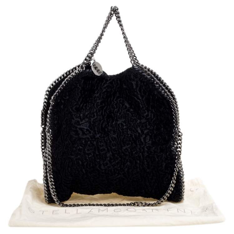 Pre Owned Stella McCartney Black Faux Fur Small Falabella Tote