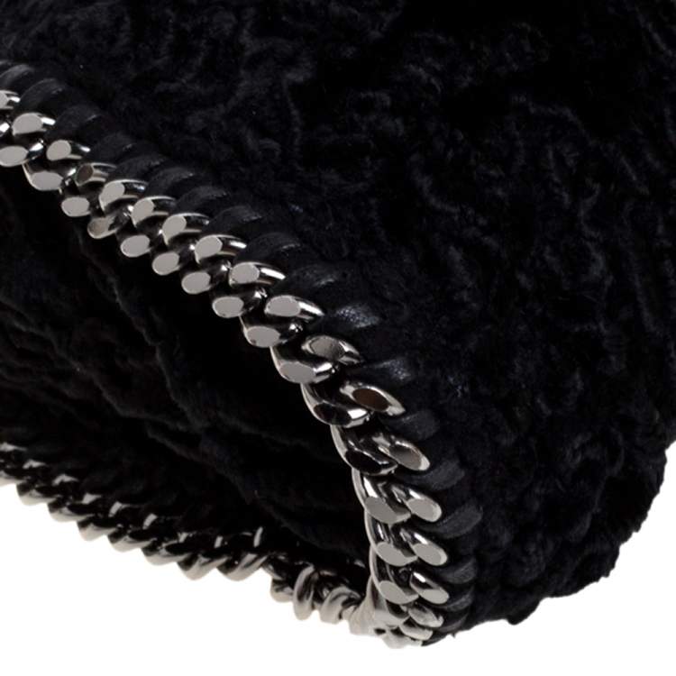 Pre Owned Stella McCartney Black Faux Fur Small Falabella Tote