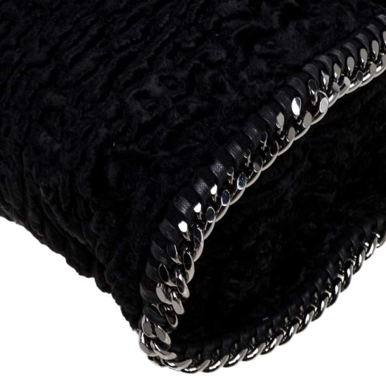 Pre Owned Stella McCartney Black Faux Fur Small Falabella Tote