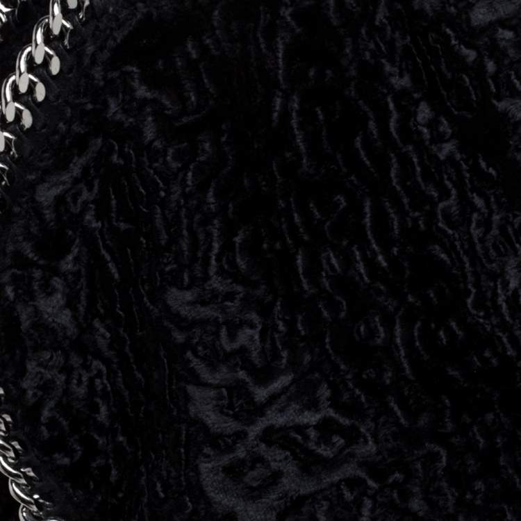 Pre Owned Stella McCartney Black Faux Fur Small Falabella Tote