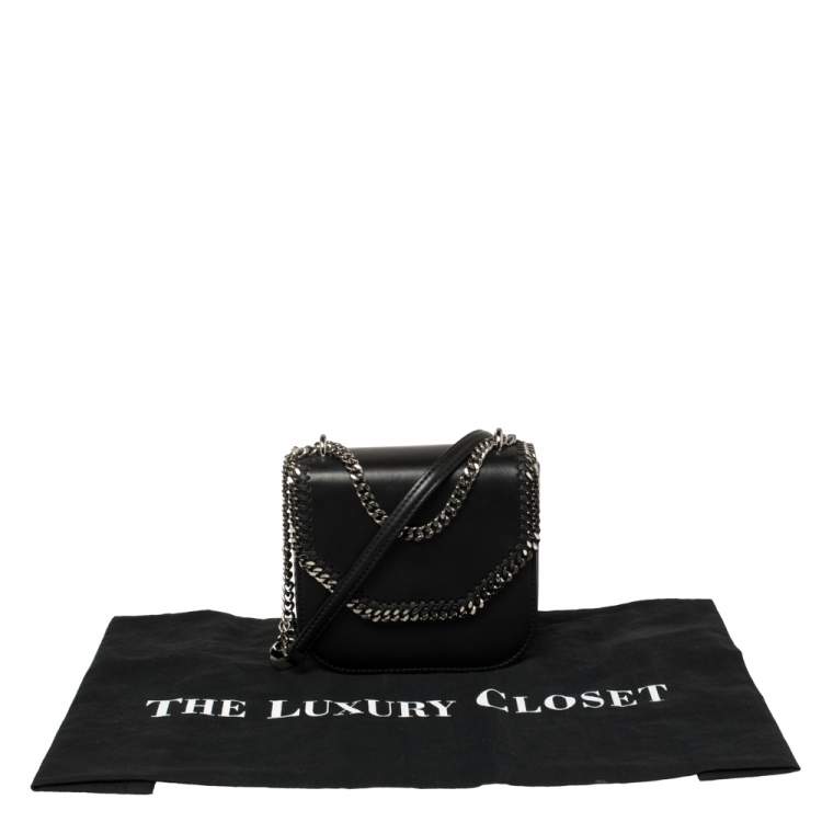 مملوكة مسبقًا Stella McCartney Black Faux Leather Mini Falabella Box Shoulder Bag