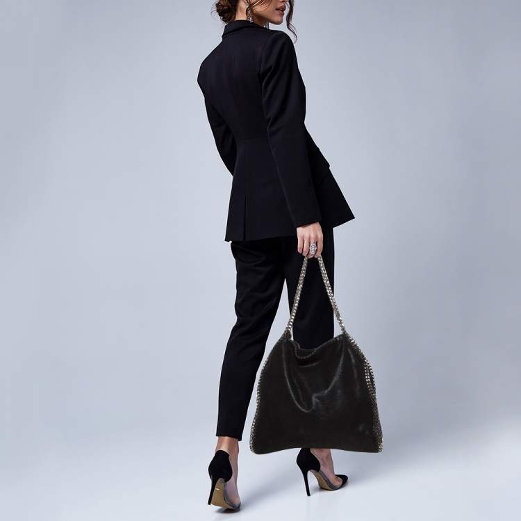 Pre Owned Stella McCartney Black Faux Leather Falabella Tote