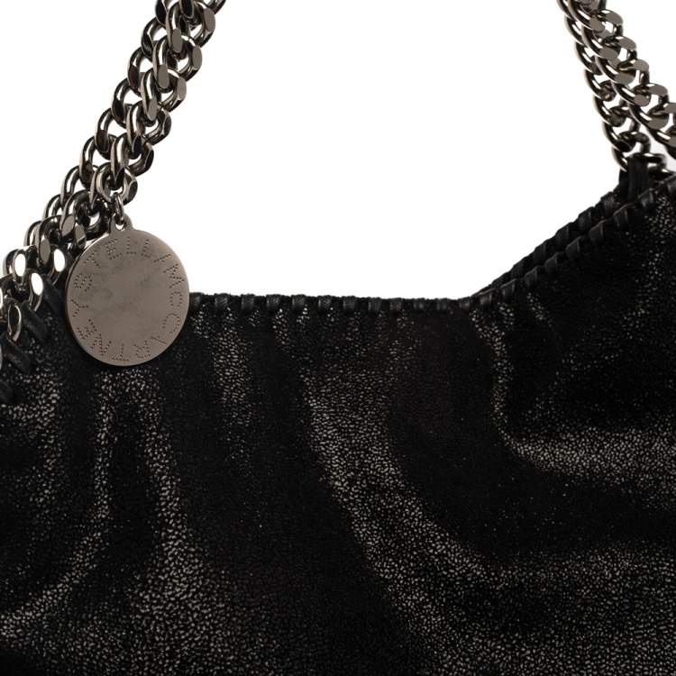 Pre Owned Stella McCartney Black Faux Leather Falabella Tote