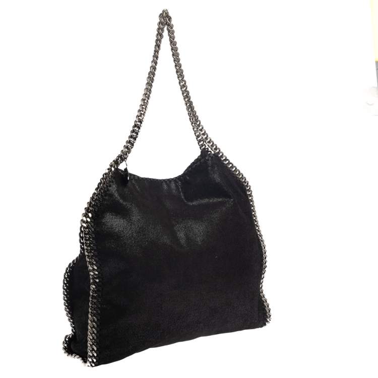 Pre Owned Stella McCartney Black Faux Leather Falabella Tote