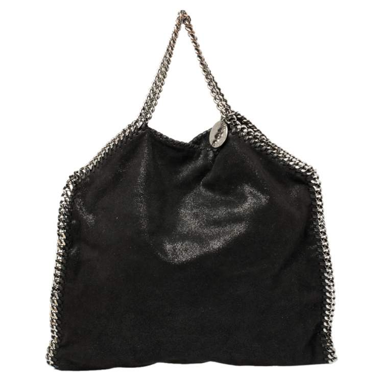 Pre Owned Stella McCartney Black Faux Suede Small Falabella Tote