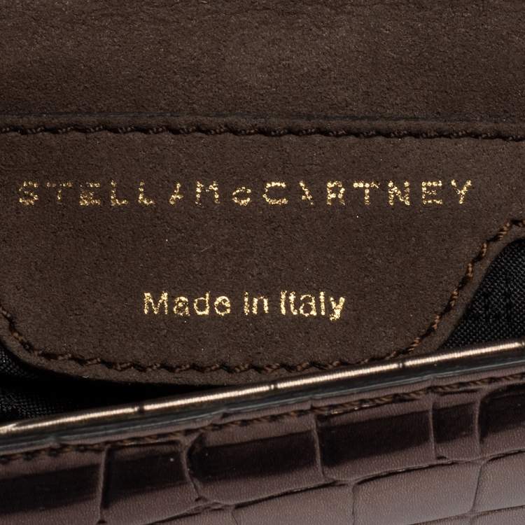 مملوكة مسبقًا Stella McCartney Metallic Grey Croc Embossed Faux Leather Crossbody Bag