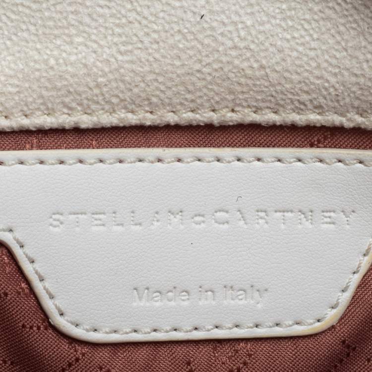 Pre Owned Stella McCartney White Faux Leather Mini Crystal Trim Falabella Shaggy Deer Shoulder Bag