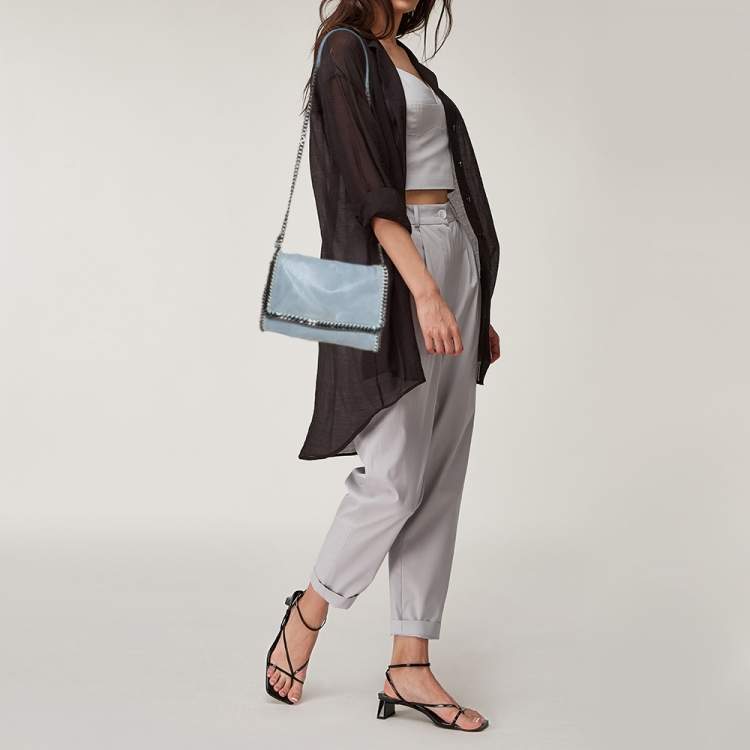 Pre Owned Stella McCartney Sky Blue Faux Leather Falabella Shoulder Bag