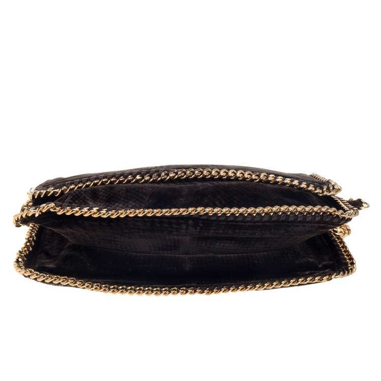 مملوكة مسبقًا Stella McCartney Brown Snake Embossed Velvet Flap Shoulder Bag