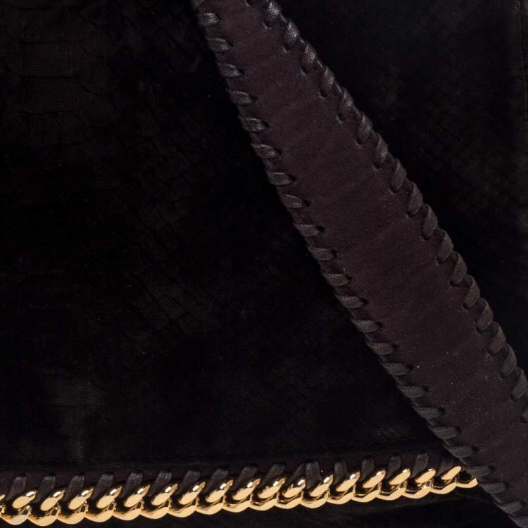 مملوكة مسبقًا Stella McCartney Brown Snake Embossed Velvet Flap Shoulder Bag