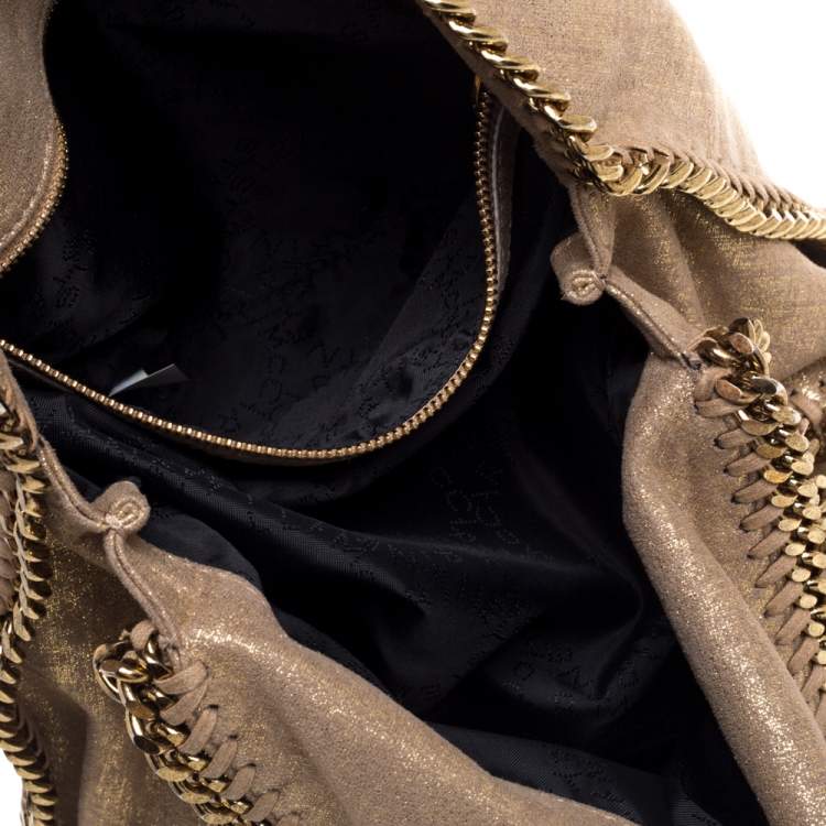 Pre Owned Stella McCartney Beige Shimmering Faux Leather Small Falabella Tote