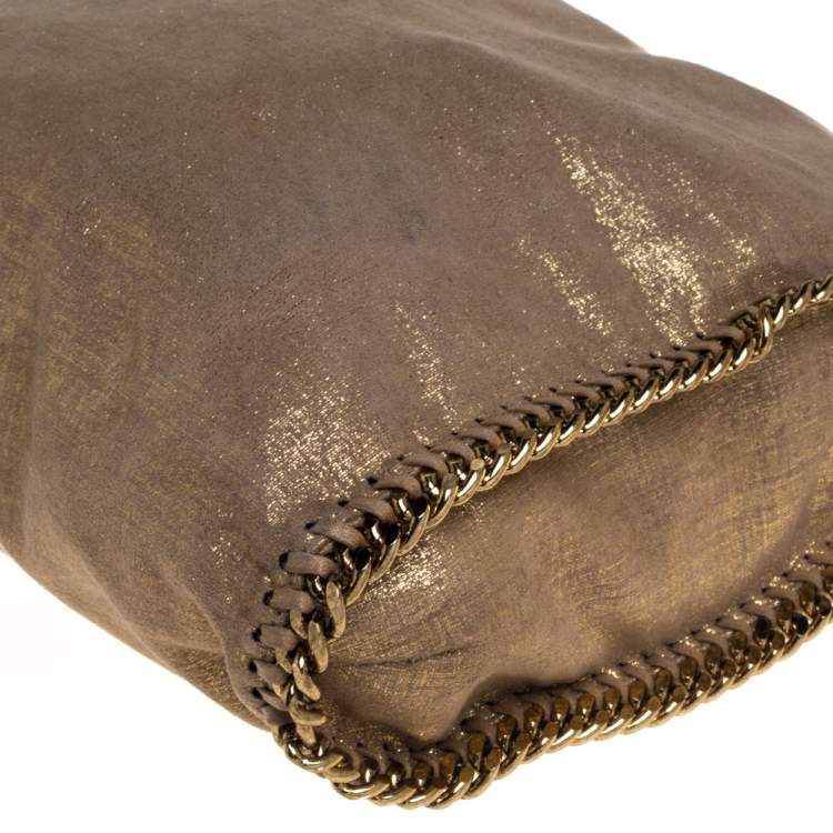 Pre Owned Stella McCartney Beige Shimmering Faux Leather Small Falabella Tote