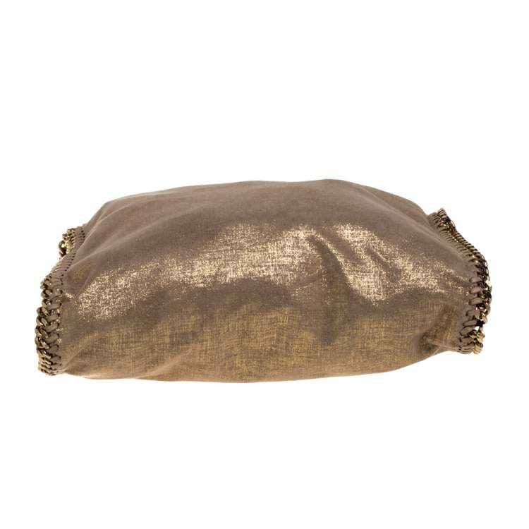 Pre Owned Stella McCartney Beige Shimmering Faux Leather Small Falabella Tote