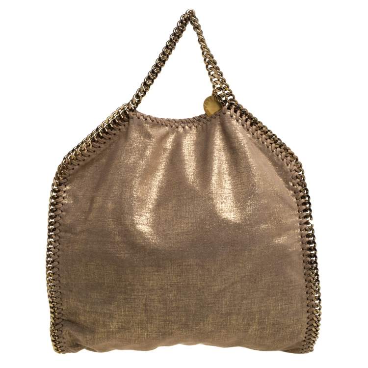 Pre Owned Stella McCartney Beige Shimmering Faux Leather Small Falabella Tote