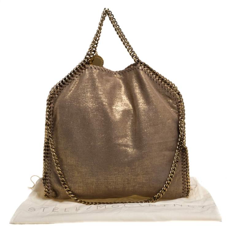 Pre Owned Stella McCartney Beige Shimmering Faux Leather Small Falabella Tote