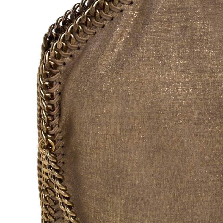 Pre Owned Stella McCartney Beige Shimmering Faux Leather Small Falabella Tote