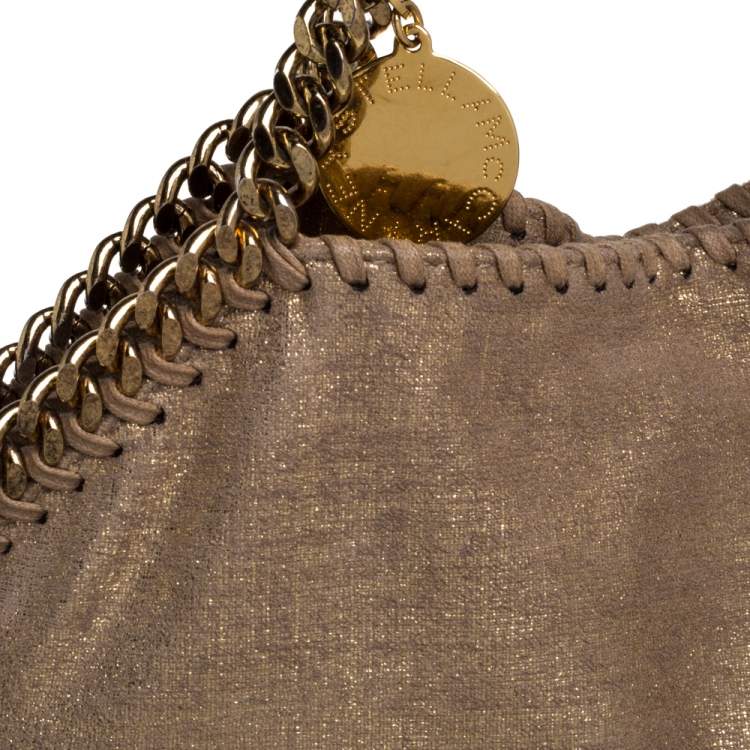Pre Owned Stella McCartney Beige Shimmering Faux Leather Small Falabella Tote