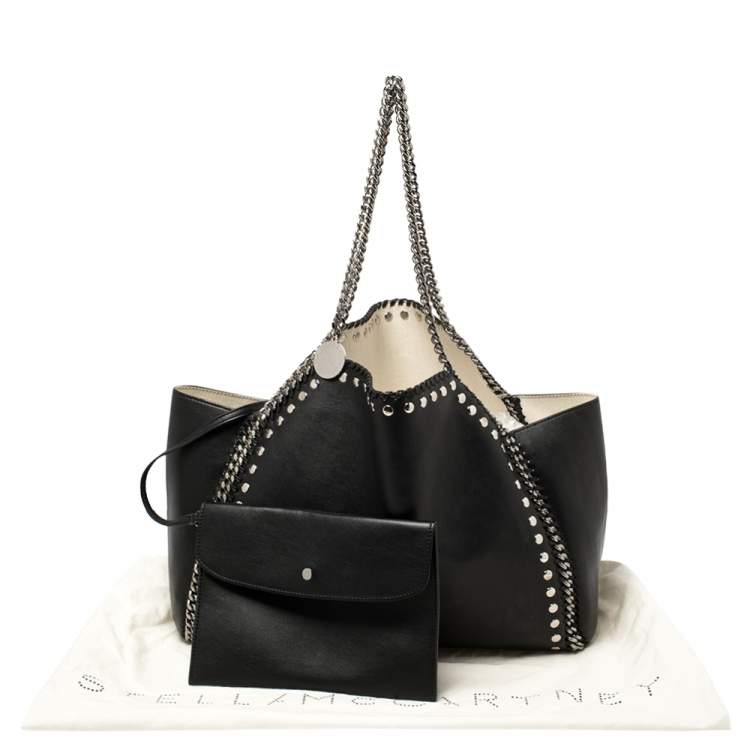 Pre Owned Stella McCartney Black Leather Falabella Tote Bag