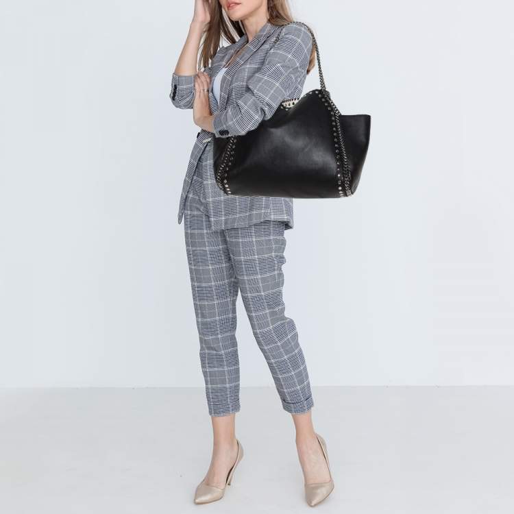 Pre Owned Stella McCartney Black Leather Falabella Tote Bag