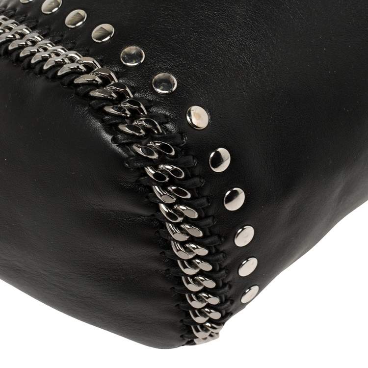 Pre Owned Stella McCartney Black Leather Falabella Tote Bag