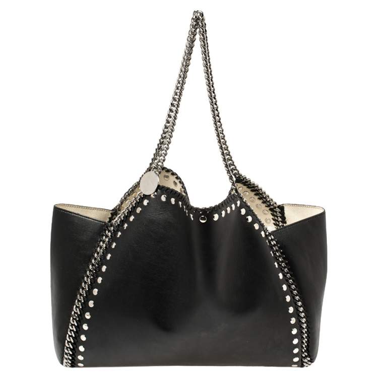 Pre Owned Stella McCartney Black Leather Falabella Tote Bag