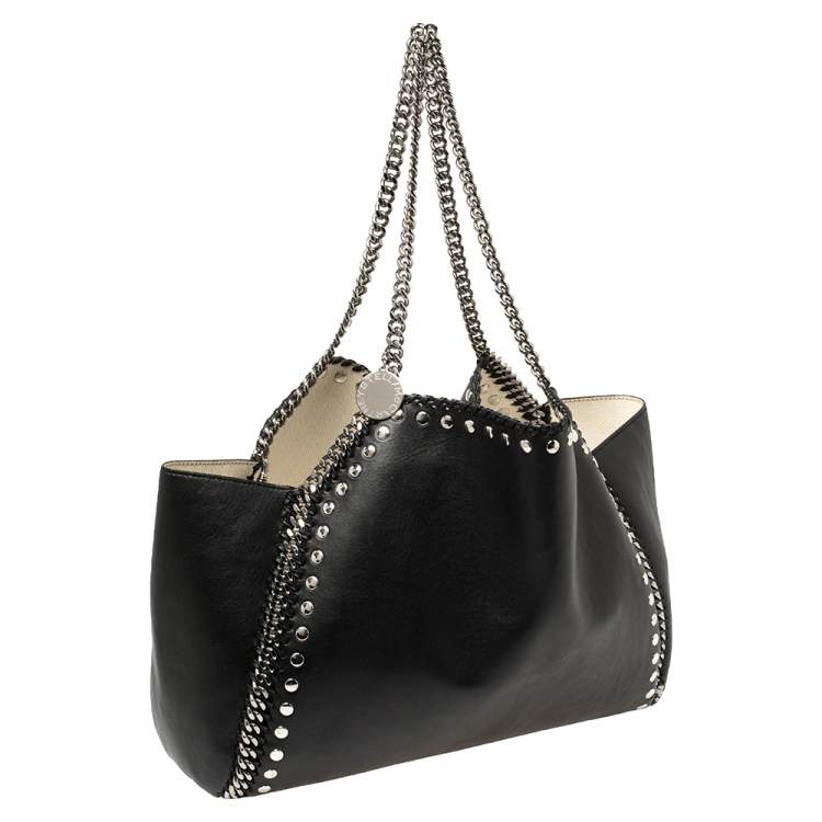 Pre Owned Stella McCartney Black Leather Falabella Tote Bag