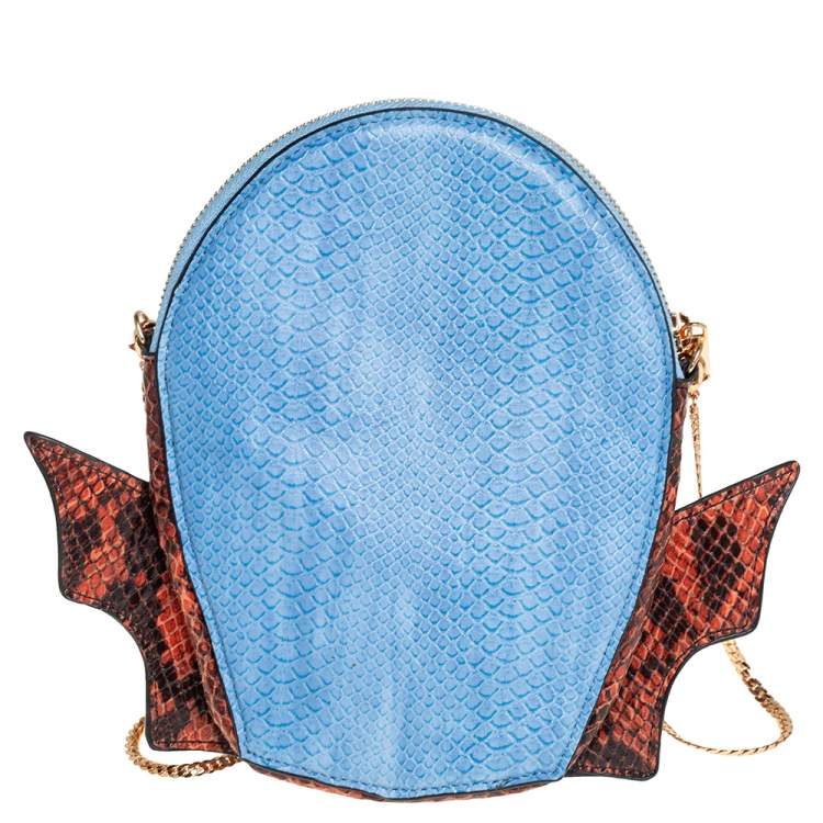 مملوكة مسبقًا Stella McCartney Multicolor Python Embossed Faux Leather Superhero Chain Clutch