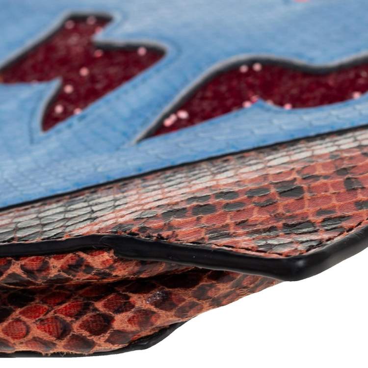 مملوكة مسبقًا Stella McCartney Multicolor Python Embossed Faux Leather Superhero Chain Clutch