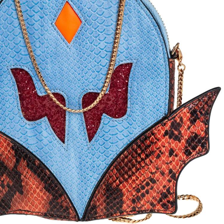 مملوكة مسبقًا Stella McCartney Multicolor Python Embossed Faux Leather Superhero Chain Clutch