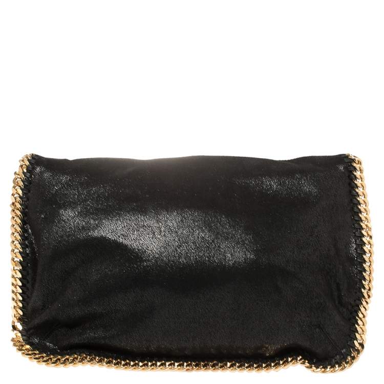 Pre Owned Stella McCartney Black Faux Leather Falabella Flap Shoulder Bag