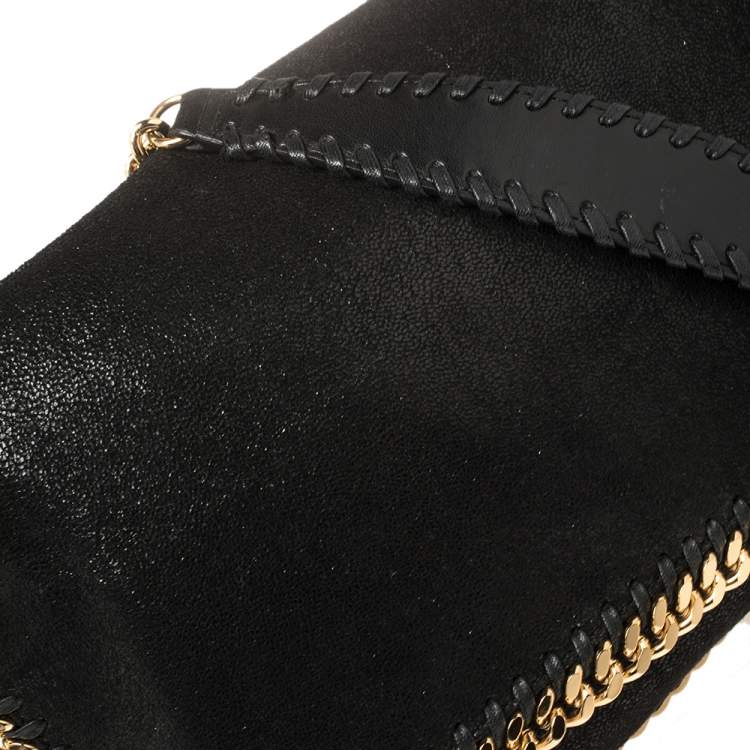 Pre Owned Stella McCartney Black Faux Leather Falabella Flap Shoulder Bag
